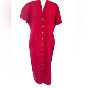 Vintage Women’s Annie Alexander linen blend button up lined dress Size 10